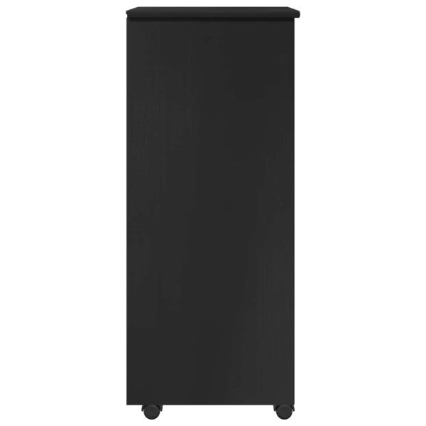 Плъзгащ кабинет с колело Черно 34 x 39 x 93,5 см Солиден бор