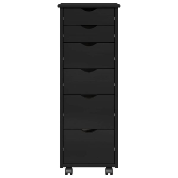 Плъзгащ кабинет с колело Черно 34 x 39 x 93,5 см Солиден бор