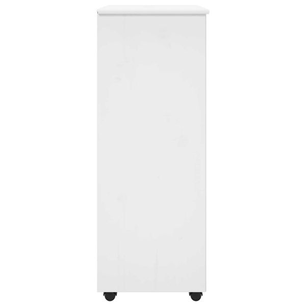 Плъзгащ кабинет с колело Бяло 53 x 39 x 103 cm Солиден бор