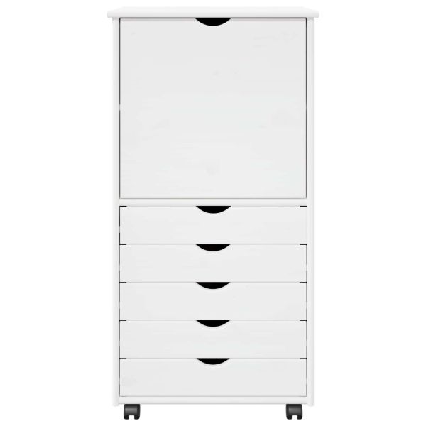 Плъзгащ кабинет с колело Бяло 53 x 39 x 103 cm Солиден бор