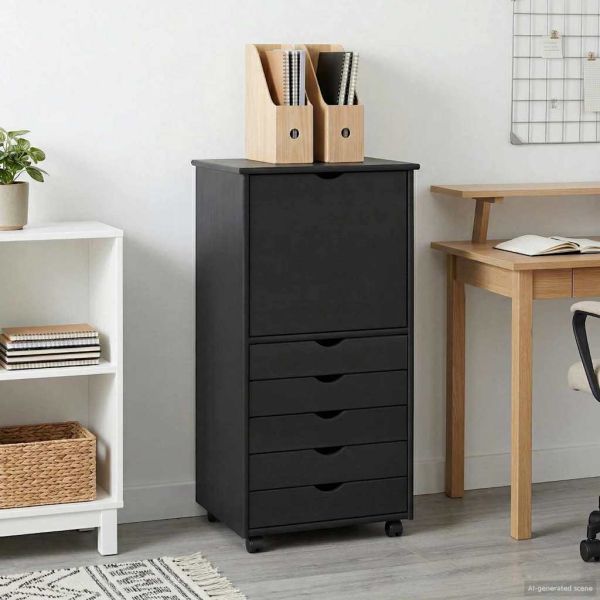 Плъзгащ кабинет с колело Сив 53 x 39 x 103 cm Солиден бор