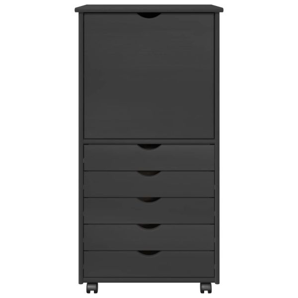 Плъзгащ кабинет с колело Сив 53 x 39 x 103 cm Солиден бор