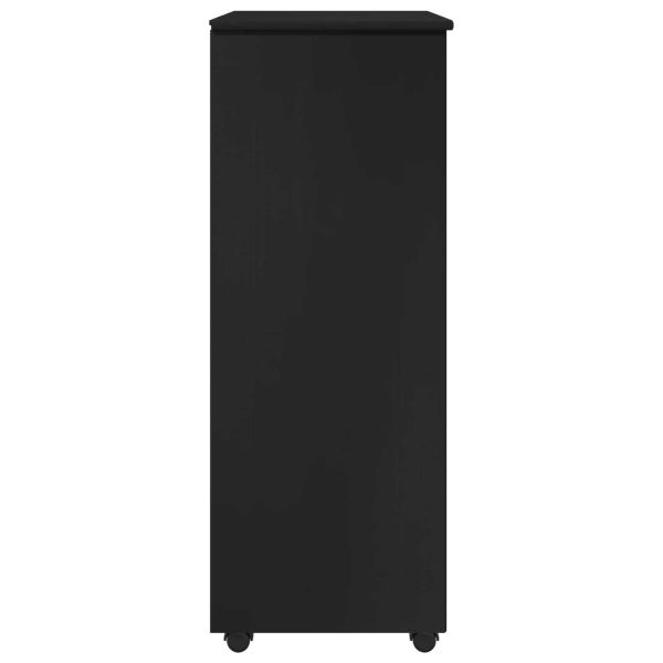 Плъзгащ кабинет с колело Черно 53 x 39 x 103 cm Солиден бор