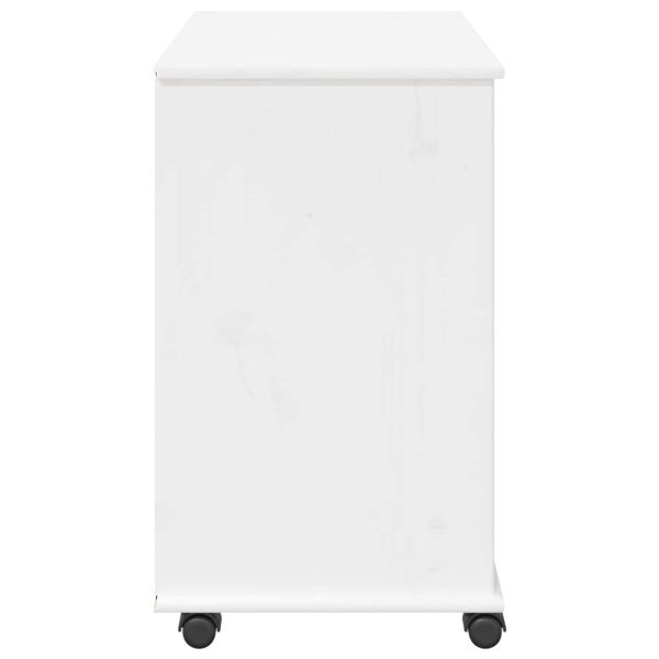 Плъзгащ кабинет с колело Бяло 63,5 x 39 x 65,5 см Солиден бор