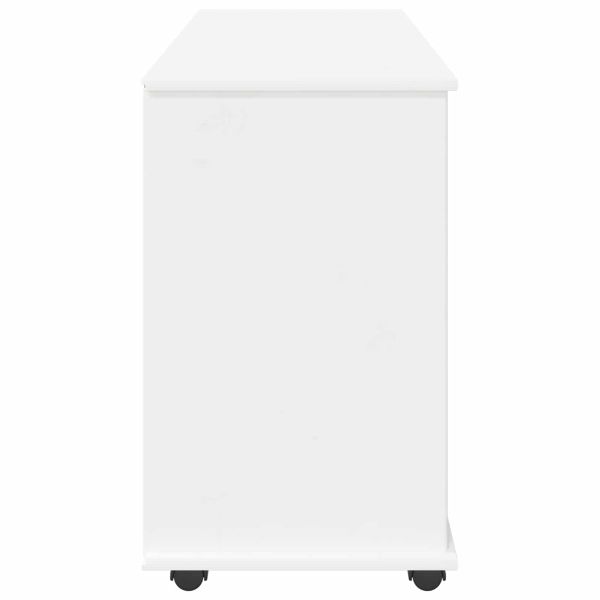 Плъзгащ кабинет с колело Бяло 100 x 39 x 65,5 см Солиден бор