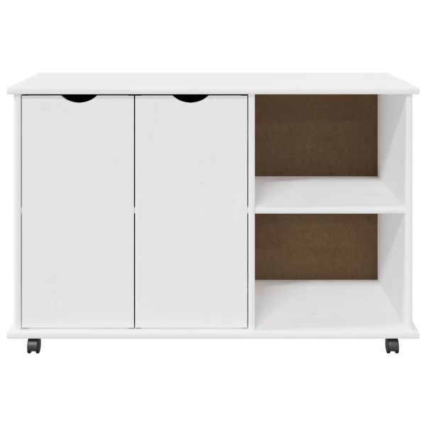 Плъзгащ кабинет с колело Бяло 100 x 39 x 65,5 см Солиден бор