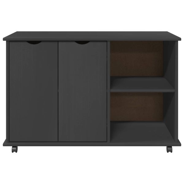 Плъзгащ кабинет с колело Сив 100 x 39 x 65,5 см Солиден бор