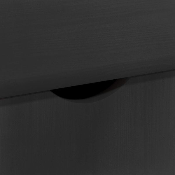 Плъзгащ кабинет с колело Черно 100 x 39 x 65,5 см Солиден бор