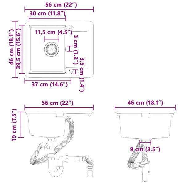 Мивка Бяло 560 x 460 мм 80% Кварц и 20% Смола