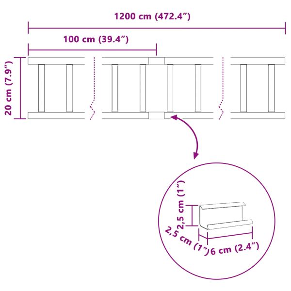 Снегозадържател за покрив 1200 x 2,5 x 20 см Стомана