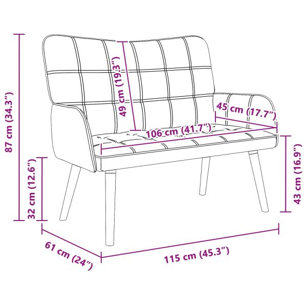 Диван с два места Тъмен сив 115 x 61 x 87 см текстил