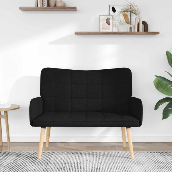 Диван с два места Черен 115 x 61 x 87 см текстил