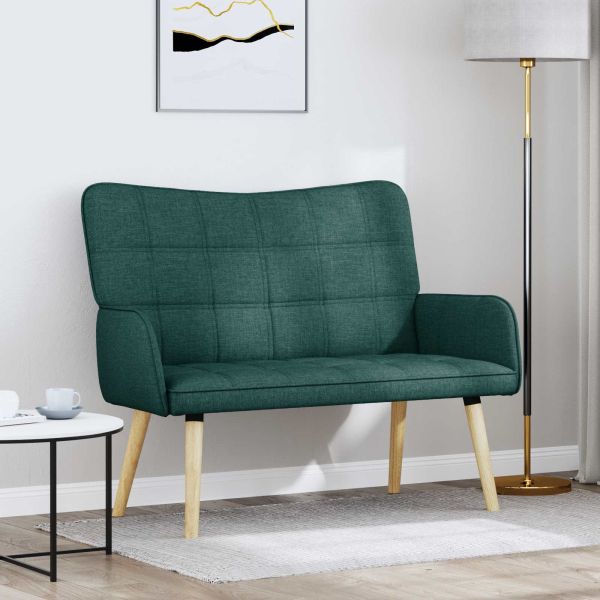 Диван с два места Тъмен зелен 115 x 61 x 87 см текстил