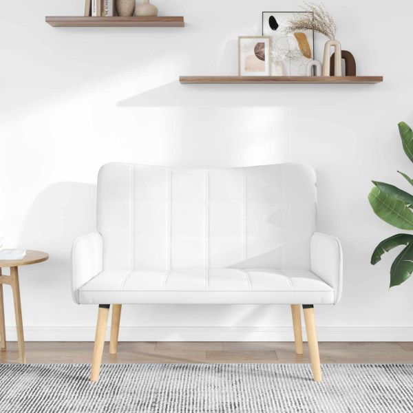 Диван с два места Бял 115 x 61 x 87 см текстил