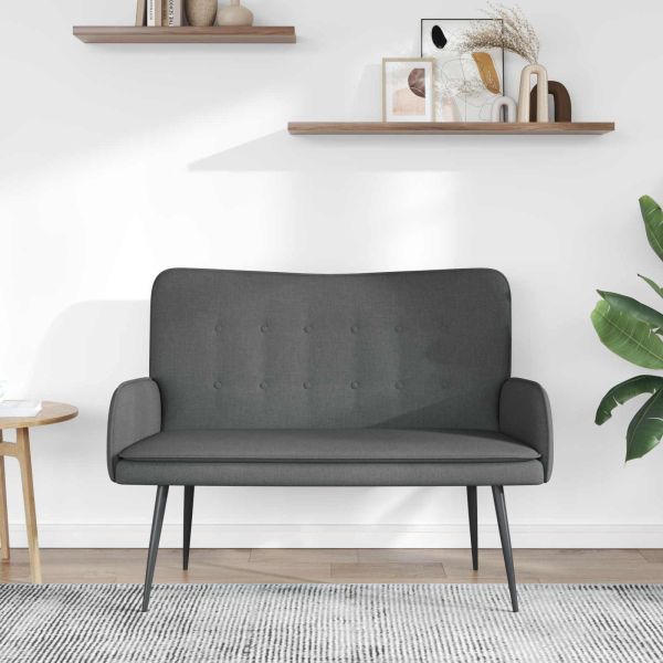 Двуместна софа Тъмен сив 115 x 61 x 87 см текстил
