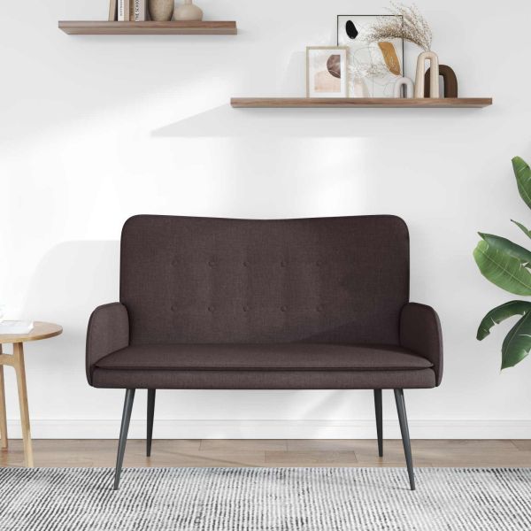 Двуместна софа Тъмен кафяв 115 x 61 x 87 см текстил