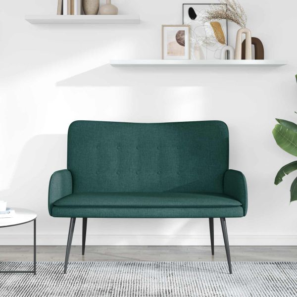 Двуместна софа Тъмен зелен 115 x 61 x 87 см текстил