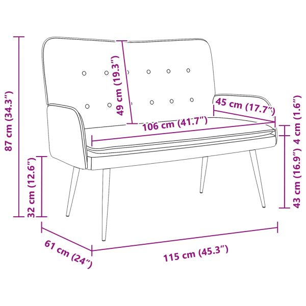 Двуместна софа Синьо 115 x 61 x 87 см текстил