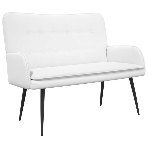 Двуместна софа Бял 115 x 61 x 87 см текстил