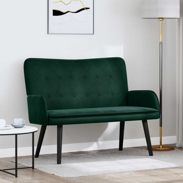 Диван с два места Тъмен зелен 115 x 61 x 87 см Кадифе