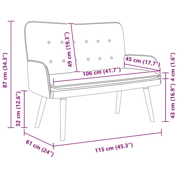 Диван с два места Тъмен зелен 115 x 61 x 87 см Кадифе