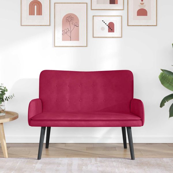 Диван с два места виненочервен 115 x 61 x 87 см Кадифе