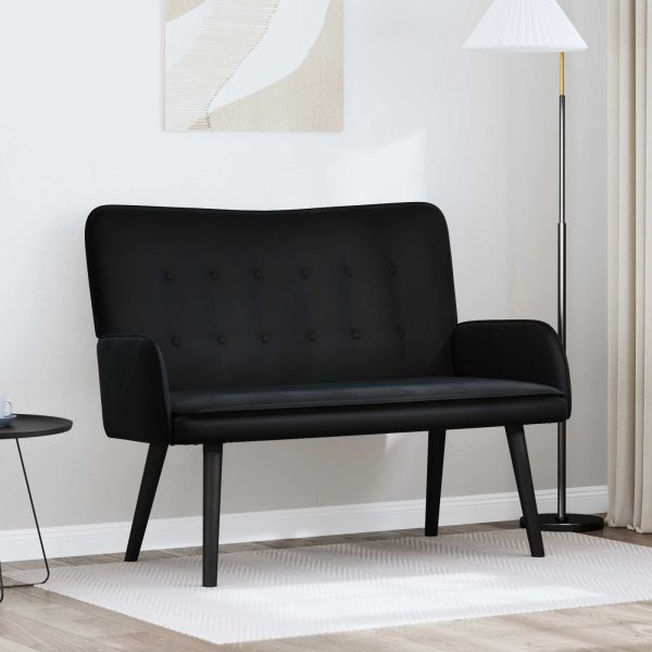 Диван с два места Черен 115 x 61 x 87 см Кадифе