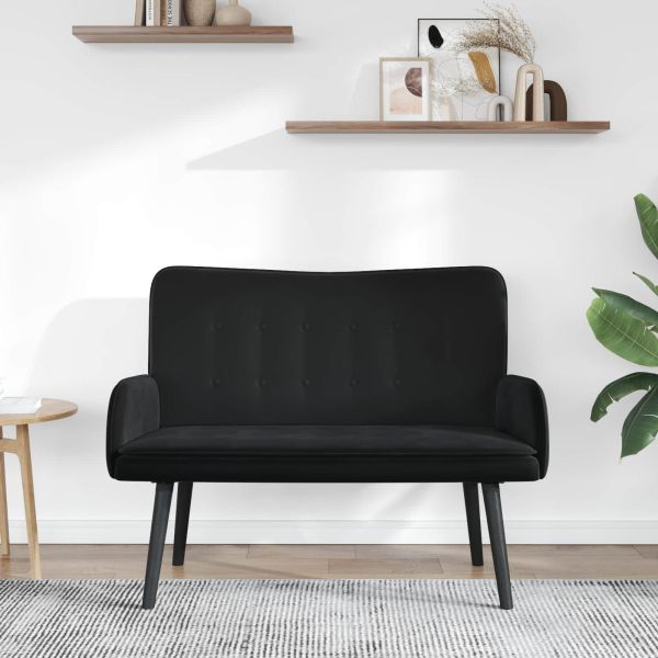 Диван с два места Черен 115 x 61 x 87 см Кадифе