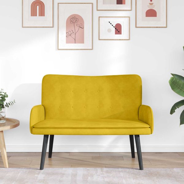Диван с два места Жълто 115 x 61 x 87 см Кадифе