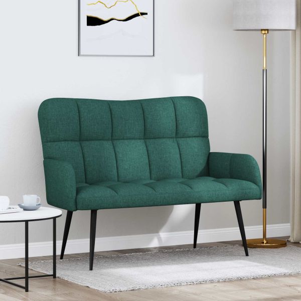 Диван с два места Тъмен зелен 115 x 61 x 87 см текстил