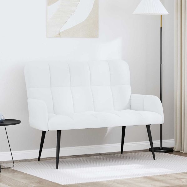 Диван с два места Бял 115 x 61 x 87 см текстил