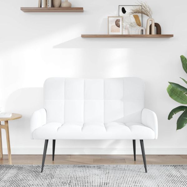 Диван с два места Бял 115 x 61 x 87 см текстил