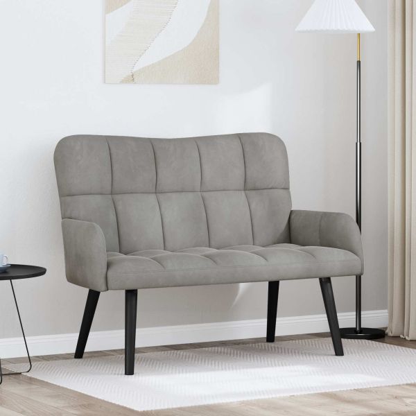 Диван с два места Светлосиво 115 x 61 x 87 см Кадифе