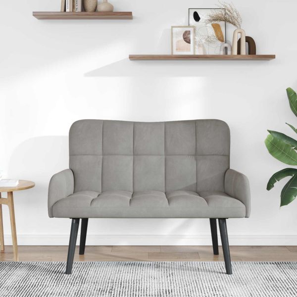 Диван с два места Светлосиво 115 x 61 x 87 см Кадифе