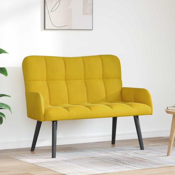 Диван с два места Жълто 115 x 61 x 87 см Кадифе