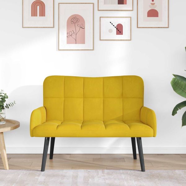 Диван с два места Жълто 115 x 61 x 87 см Кадифе
