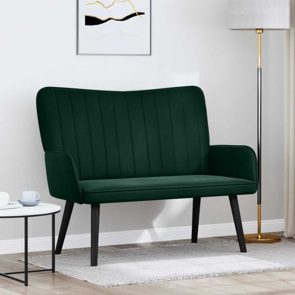 Диван с два места Тъмен зелен 115 x 61 x 87 см Кадифе