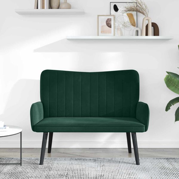 Диван с два места Тъмен зелен 115 x 61 x 87 см Кадифе