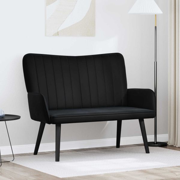 Диван с два места Черен 115 x 61 x 87 см Кадифе