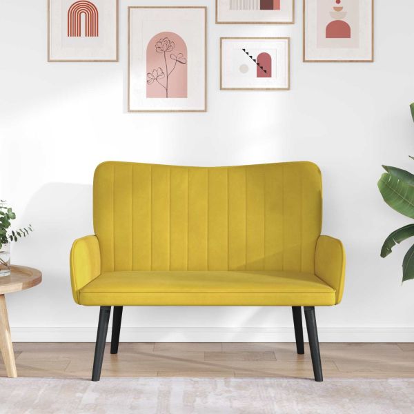 Диван с два места Жълто 115 x 61 x 87 см Кадифе