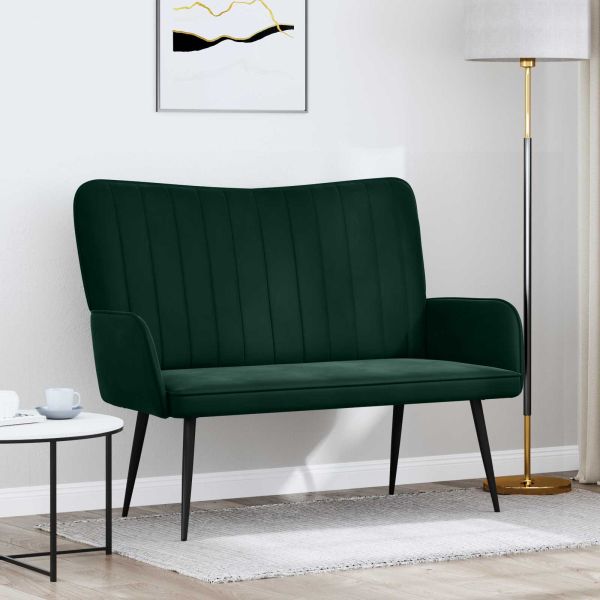 Диван с два места Тъмен зелен 115 x 61 x 87 см Кадифе