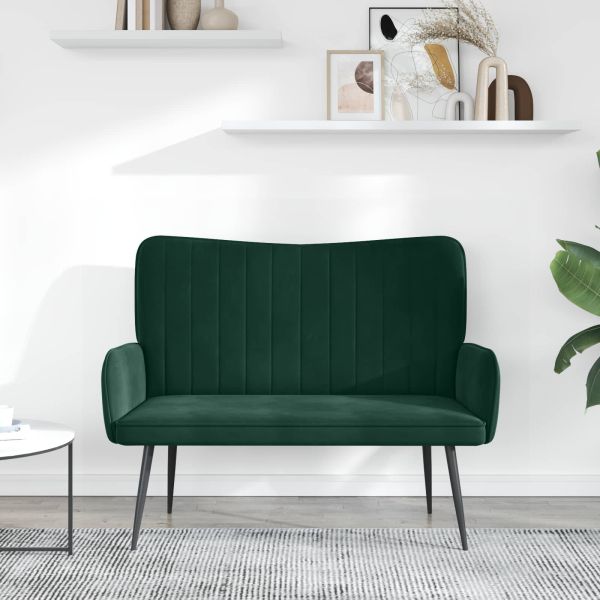 Диван с два места Тъмен зелен 115 x 61 x 87 см Кадифе