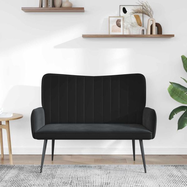 Диван с два места Черен 115 x 61 x 87 см Кадифе