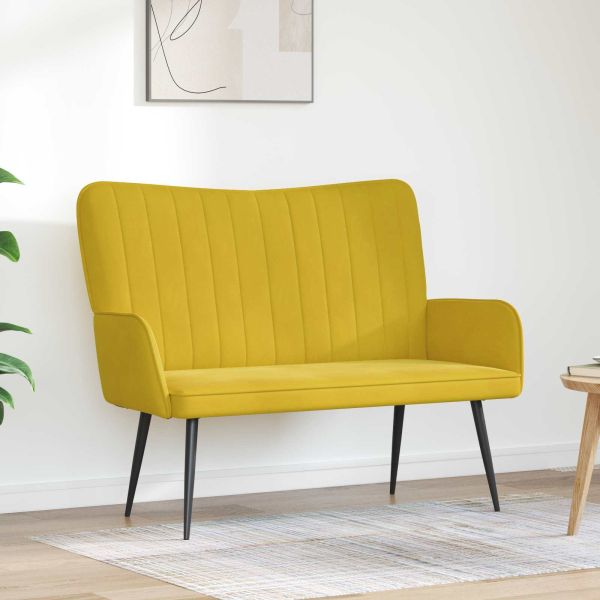 Диван с два места Жълто 115 x 61 x 87 см Кадифе