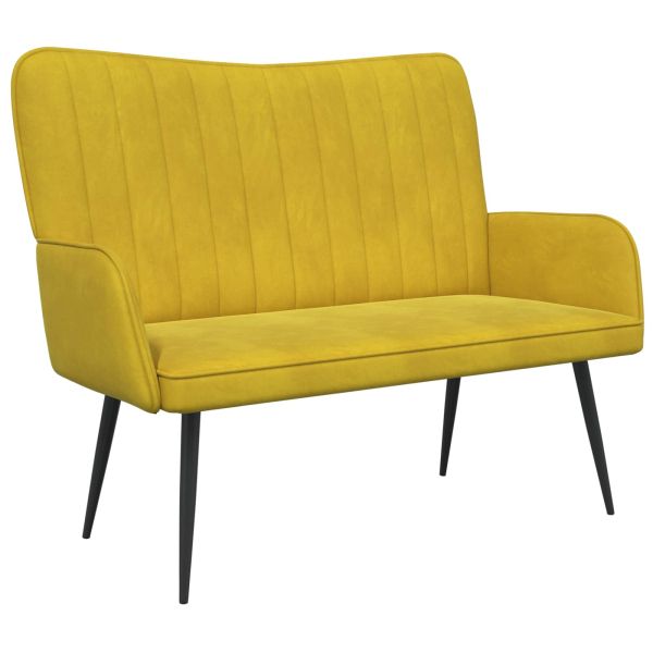 Диван с два места Жълто 115 x 61 x 87 см Кадифе