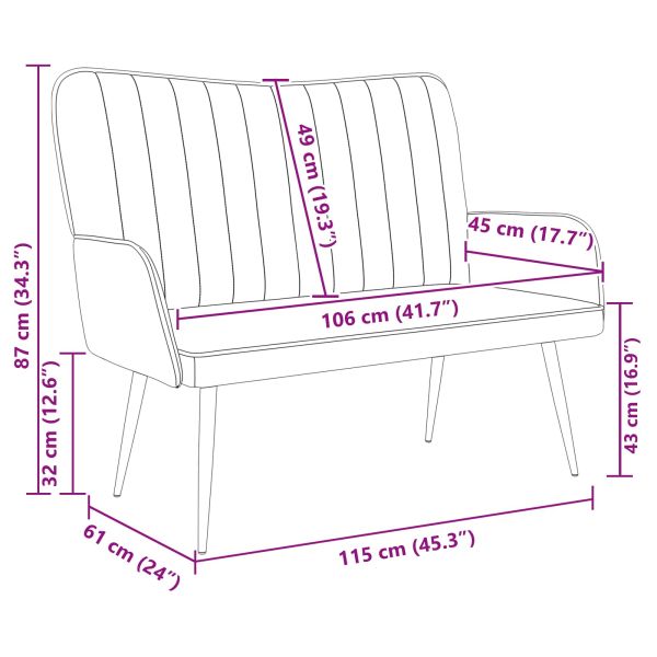 Диван с два места Жълто 115 x 61 x 87 см Кадифе