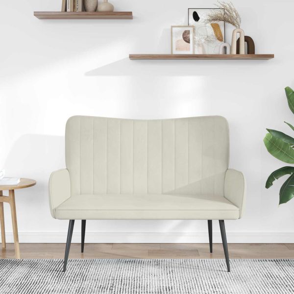 Диван с два места Крем 115 x 61 x 87 см Кадифе