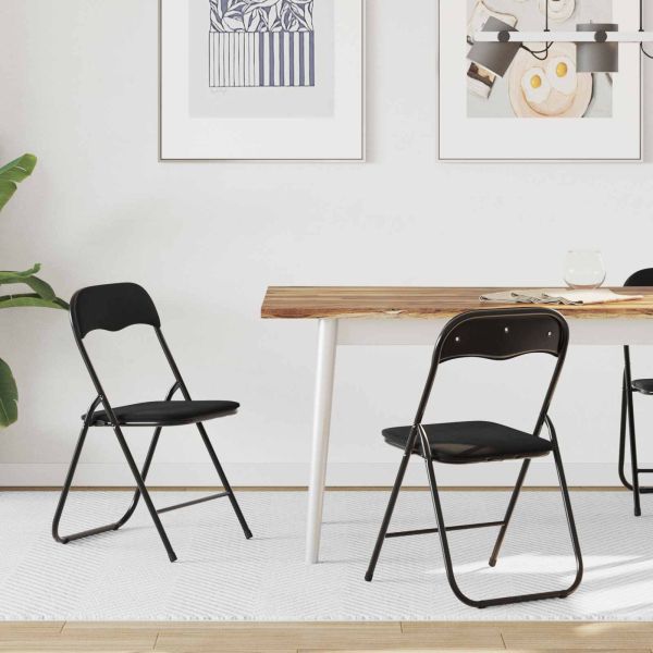 Сгъваем стол 2 pcs Черен 48 x 44 x 78 см Кадифе