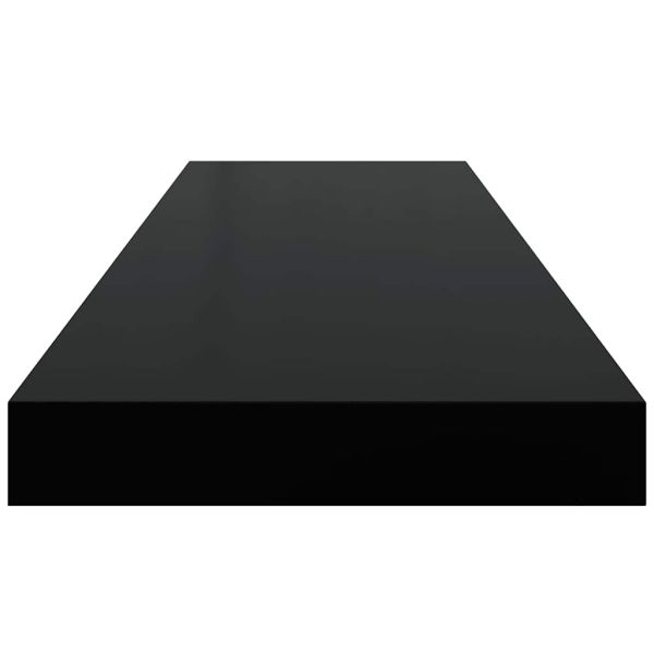 Окачен стенен рафт, черен гланц, 80x23,5x3,8 см, МДФ