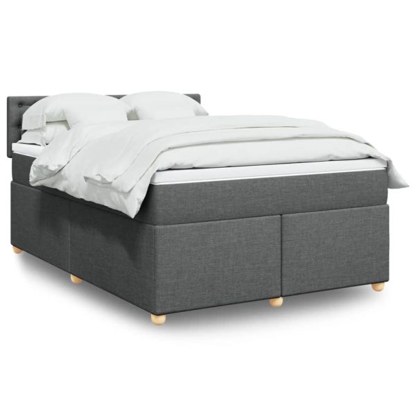 Боксспринг легло с матрак, тъмносиво, 140x200 см, плат